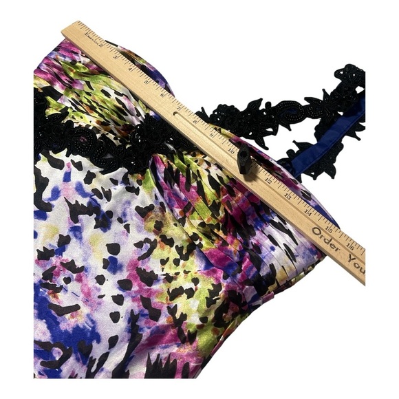 Nightway Y2K 2000s Abstract One Shoulder Colorful Floor Length Formal Gown Prom - Picture 5 of 8